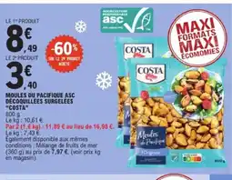 E.Leclerc COSTA Moules du pacifique asc décoquillées surgelées offre
