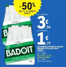 E.Leclerc BADOIT Eau minérale naturelle gazeuse finement pétillante verte offre
