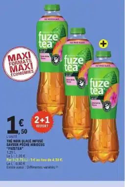 E.Leclerc FUZETEA Thé noir glacé infusé saveur pêche hibiscus offre