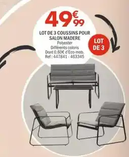 La Foir'Fouille Lot de 3 coussins pour salon madere offre