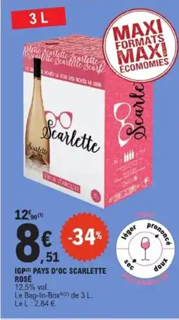 E.Leclerc Igp pays d'oc scarlette rosé offre
