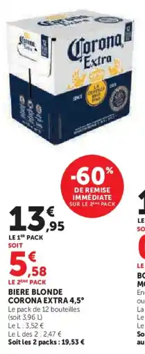 Super U Biere blonde corona extra 4,5° offre