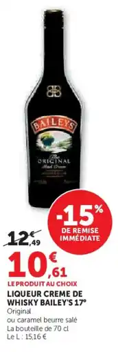 Super U Liqueur creme de whisky bailey's 17° offre