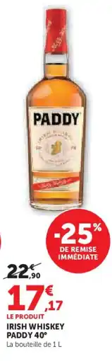 Super U Irish whiskey paddy 40° offre