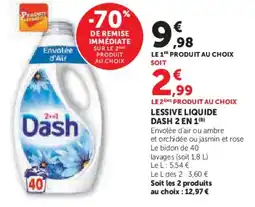 Super U Lessive liquide dash 2 en 1 offre
