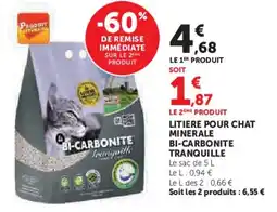 Super U Litiere pour chat minerale bi-carbonite tranquille offre