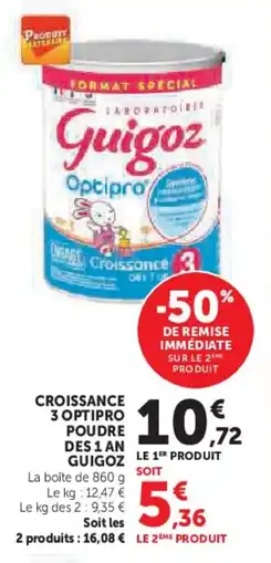 Super U Croissance 3 optipro poudre des 1 an guigoz offre