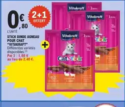 E.Leclerc VITAKRAFT Stick dinde agneau pour chat offre