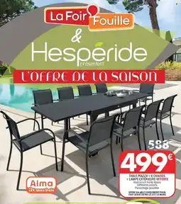 La Foir'Fouille Table piazza + 6 chaises + lampe extérieure offre