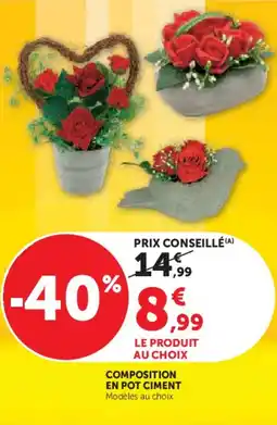 Super U Composition en pot ciment offre