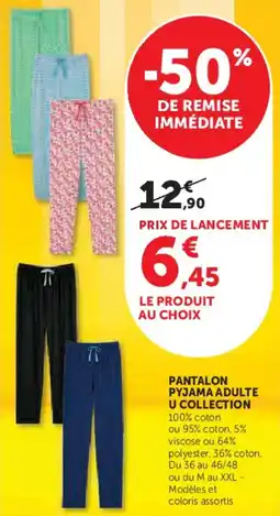 Super U Pantalon pyjama adulte u collection offre