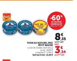 Hyper U PETIT NAVIRE Thon au naturel msc offre
