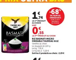 Hyper U TAUREAUL AILE Riz basmati micro ondable offre
