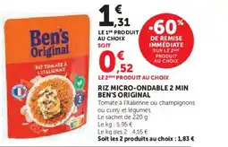 Hyper U BEN'S ORIGINAL Riz micro-ondable 2 min offre