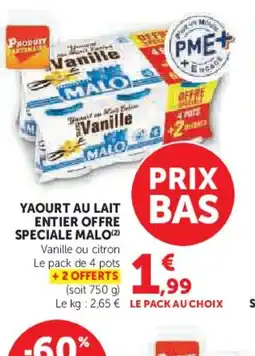 Hyper U MALO Yaourt au lait entier offre speciale offre