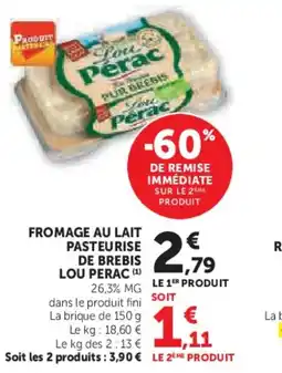 Hyper U LOU PERAC Fromage au lait pasteurise de brebis offre