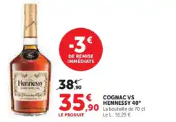 Hyper U HENNESSY 40° Cognac vs offre