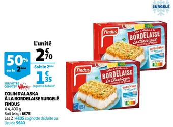 Auchan Findus colin d'alaska à la bordelaise surgelé offre