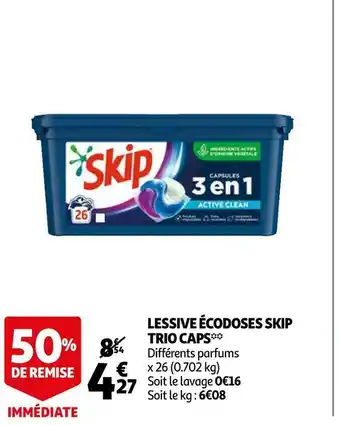 Auchan Skip lessive écodoses trio caps** offre