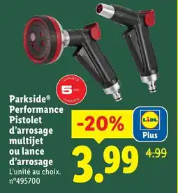 Lidl PARKSIDE Performance Pistolet d'arrosage multijet ou lance d'arrosage offre