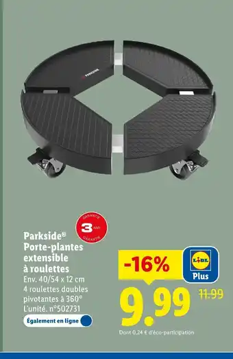 PARKSIDE Porte-plantes extensible à roulettes