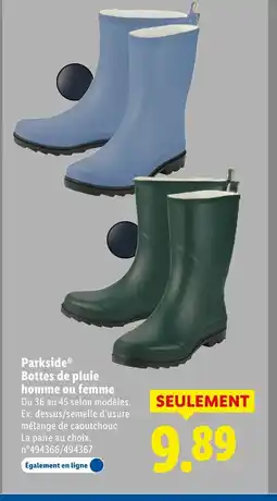 Lidl PARKSIDE Bottes de pluie homme ou femme offre