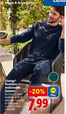 Lidl LIVERGY Pantalon molletonné homme offre