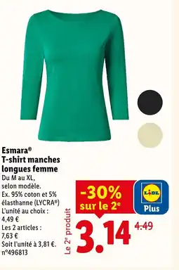 Lidl ESMARA T-shirt manches longues femme offre