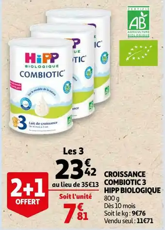 Auchan Hipp biologique croissance combiotic 3 offre