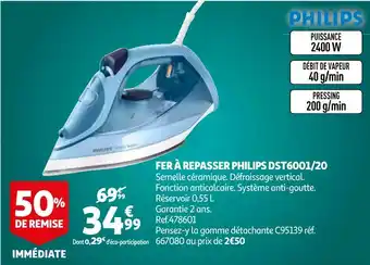 Auchan Philips fer à repasser dst6001/20 offre