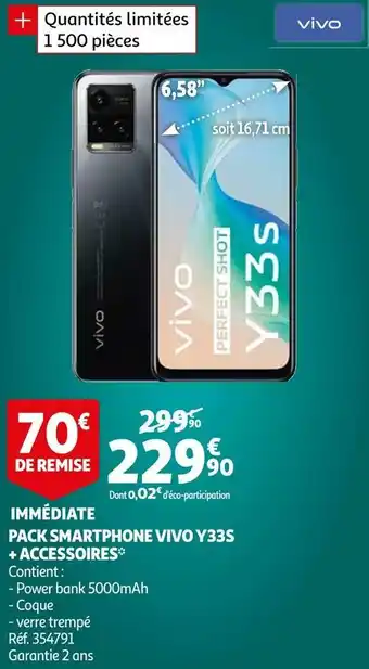 Auchan Vivo pack smartphone y33s + accessoires offre