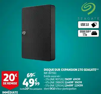 Auchan Seagate disque dur expansion 1to offre