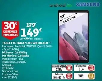Auchan Samsung tablette tab a7 lite wifi black offre