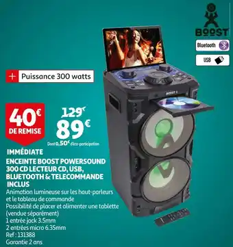Enceinte boost powersound 300 cd lecteur cd, usb, bluetooth & telecommande  inclus