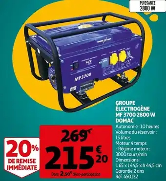 Domac groupe électrogÚne mf 3700 2800 w