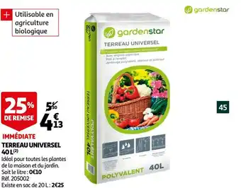 Auchan Gardenstar terreau universel 40 l offre