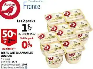 Auchan Auchan riz au lait à la vanille offre