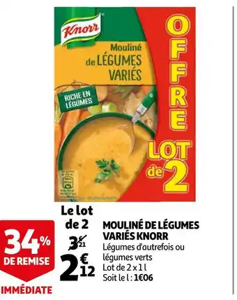 Auchan Knorr mouliné de légumes variés offre