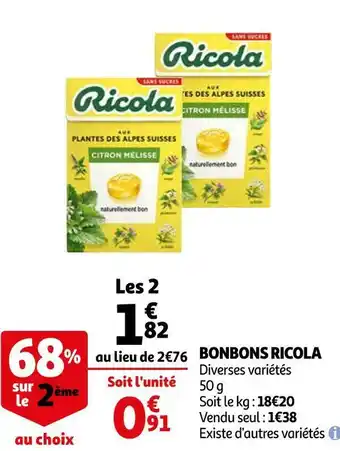 Auchan Ricola bonbons offre