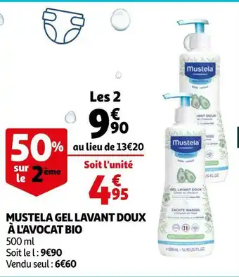 Auchan Mustela gel lavant doux à l'avocat bio offre