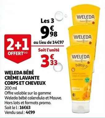 Auchan Weleda bébé crème lavante corps et cheveux offre