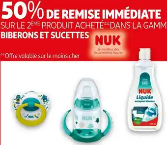 Auchan Nuk bon plan sur la gamme biberons et sucettes de la marque nuk offre