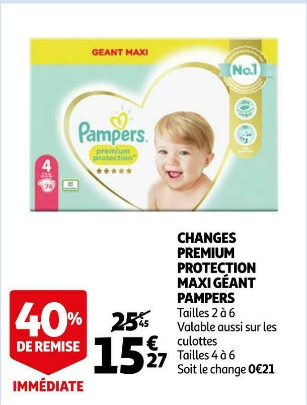 Promo Pampers changes harmonie maxi géant chez Auchan