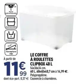 Centrakor Le coffre à roulettes clipbox offre