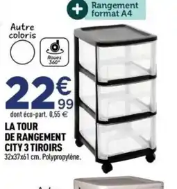 Centrakor La tour de rangement city 3 tiroirs offre