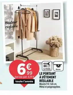 Centrakor Le portant àvêtement réglable offre