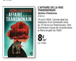E.Leclerc L'AFFAIRE DE LA RUE TRANSONAIN offre