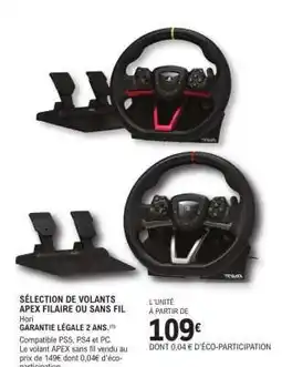 E.Leclerc SÉLECTION DE VOLANTS APEX FILAIRE OU SANS FIL offre