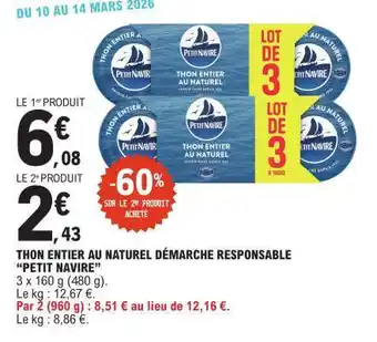 Thon entier au naturel Démarche Responsable Petit Navire