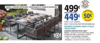 E.Leclerc ENSEMBLE DÉJEUNER CORDE 9 PIÈCES BEAUX JOURS offre